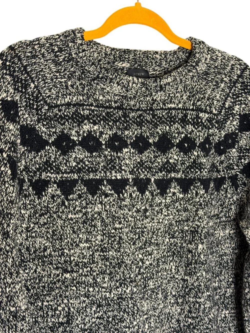 J Crew Wool Blend Crewneck Sweater Geometric Mens Gray Black M